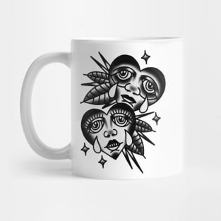 Traditional Heart Faces Tattoo Piece Mug